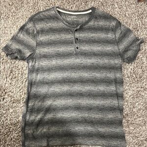 Express Charcoal Striped Henley Tee